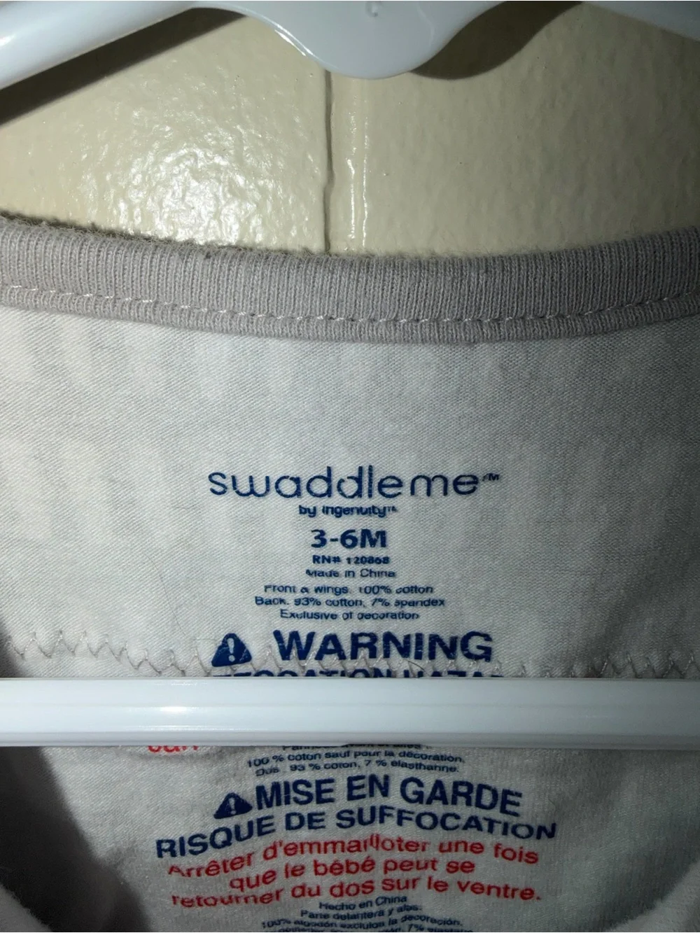 Neutral Gray & White Patterned Baby Velcro Swaddle